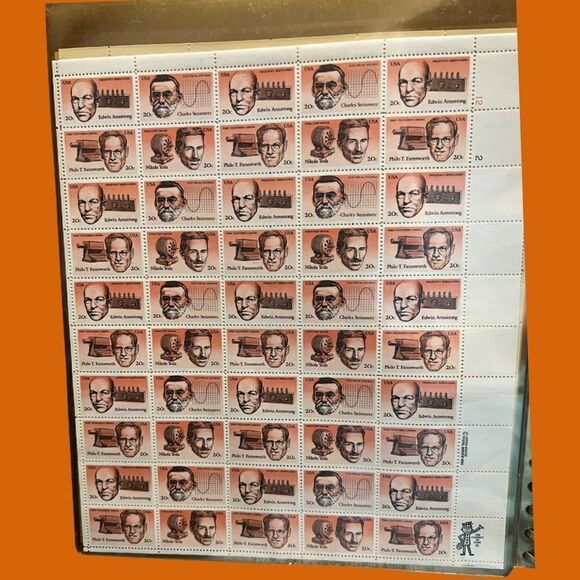 MNH 1983 Inventors Sheet of 50 20c Stamps Scott #1653-56 - Picture 2 of 2